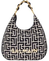 Balmain - 1945 Soft Hobo Large Monogrammed Jacquard Tote Bag - Lyst