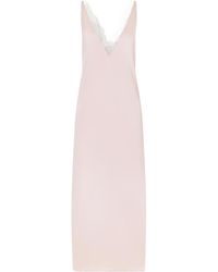 Stella McCartney - Lace-Trimmed Satin Midi Dress - Lyst