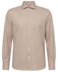 Peserico - Long Sleeved Curved Hem Shirt - Lyst