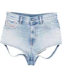 DIESEL - De Lunar Distressed Denim Shorts - Lyst