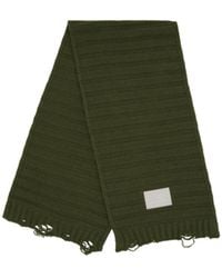 MM6 by Maison Margiela - Logo Patch Distressed Knitted Scarf - Lyst