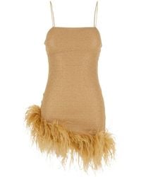 Oséree - Oséree Lumiere Feather-Trim Mini Dress - Lyst