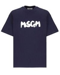 MSGM - Logo-Printed Crewneck T-Shirt - Lyst