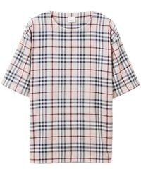 Burberry - Checkered Cotton T-Shirt - Lyst