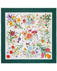 Gucci - Floral Printed Twill Scarf - Lyst
