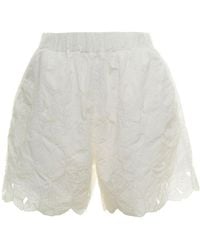 RED Valentino - Lace-Detailed High-Waisted Shorts - Lyst