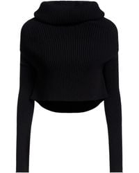Rick Owens - Solid-Color Wool Turtleneck Cropped Sweater - Lyst