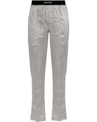 Tom Ford - Logo Waistband Satin Pajama Trousers - Lyst