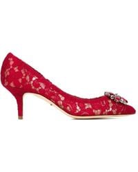 Dolce & Gabbana - Embellished Lace Pumps - Lyst
