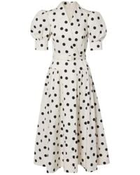 Rebecca Vallance - Maisie Polka-Dot Cotton-Blend Midi Dress - Lyst
