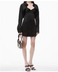 alexander wang black lace trim slip dress Alexander Wang Lace Trim Slip Dress - Black