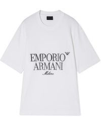 Emporio Armani - Logo Embroidered Crewneck T-Shirt - Lyst