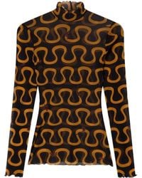 PUCCI - Pucci Onda Print High-Neck Tulle Top - Lyst