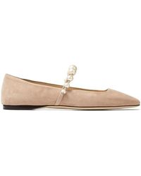 Jimmy Choo - Ade Embellished Suede Ballerina Flats - Lyst