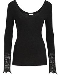 Brunello Cucinelli - Ribbed Wool Jersey Sweater With Dazzling Lace Embroidery Cuffs - Lyst
