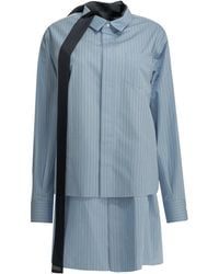 Sacai - Striped Scarf-Detail Mini Dress - Lyst