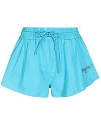 MSGM - Elasticated-Waistband Embroidered-Logo Shorts - Lyst