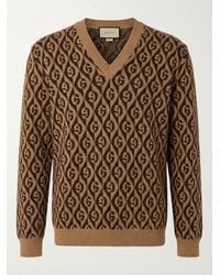 Gucci - V-Neck Geometric Pattern Wool Pullover - Lyst