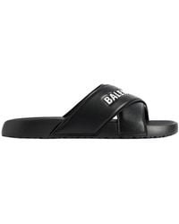 Balenciaga - Crisscross Logo Slides - Lyst