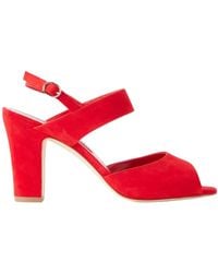 Manolo Blahnik - Suede Block-Heel Sandals - Lyst