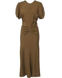 Victoria Beckham - Bela Ruched Midi Dress - Lyst