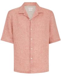 Brunello Cucinelli - Linen Easy Fit Short Sleeve Shirt With Camp Collar - Lyst