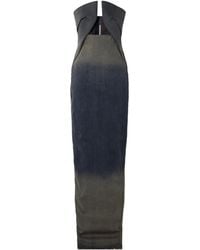 Rick Owens - Prong Strapless Dégradé Stretch-Denim Gown - Lyst