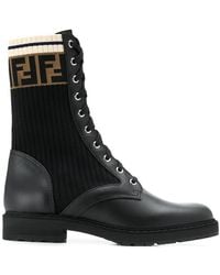Fendi - Rockoko Ff Motif Combat Boots - Lyst