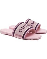 Gucci - Logo Lettering Slip-On Slides - Lyst