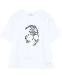 McQueen - Cotton Lace Skull T-Shirt - Lyst