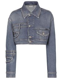 Dolce & Gabbana - Cropped Buttoned Denim Jacket - Lyst