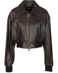 Arma - Cropped Zip-Front Leather Jacket - Lyst