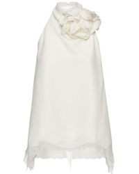 Magda Butrym - Silk Open-Back Lace-Trim Blouse - Lyst