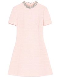 Valentino - Embroidered Tweed Short Dress - Lyst