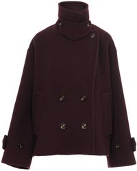 Chloé - Chloé Double-Breasted Oversized Short Coat - Lyst