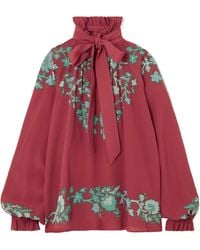 La DoubleJ - Cerere Floral Ruffled Blouse - Lyst