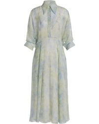 Alberta Ferretti - Chiffon Shirt Dress With Floral Print - Lyst