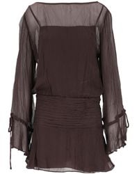 STAUD - Beatrix Ruched Chiffon Mini Dress - Lyst