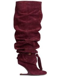 Balmain - No Wedge Suede Leather Thigh-High Boots With Tassel - Lyst