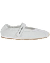 Miu Miu - Round-Toe Strap Ballet Flats - Lyst