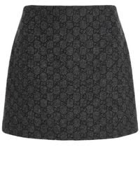 Gucci - Gg Boutonné Wool Tweed Skirt - Lyst