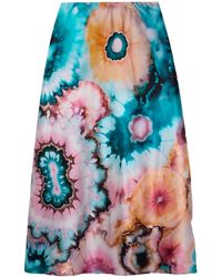 The Elder Statesman - Tie-Dyed Silk-Satin Midi Skirt - Lyst