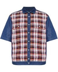 DSquared² - Plaid Patterned Buttoned Denim Shirt - Lyst