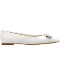 Ferragamo - Bow-Detailed Slip-On Ballerina Shoes - Lyst