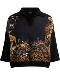 Etro - Printed Short-Sleeve Knit Polo Shirt - Lyst
