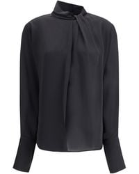 Tom Ford - Long Sleeved Satin Blouse - Lyst