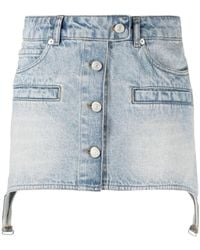 Courreges - Courrèges Suspenders Denim Mini Skirt - Lyst