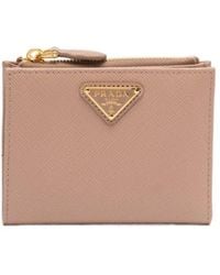 Prada - Logo Plaque Bi-Fold Wallet - Lyst