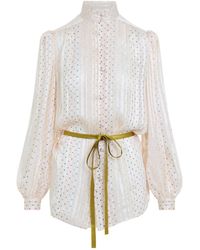 Valentino - All-Over Star Printed Belted Shirt - Lyst
