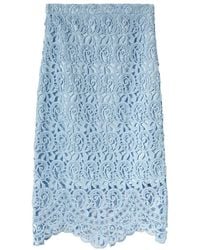 Burberry - High Waist Lace Embroidered Midi Skirt - Lyst
